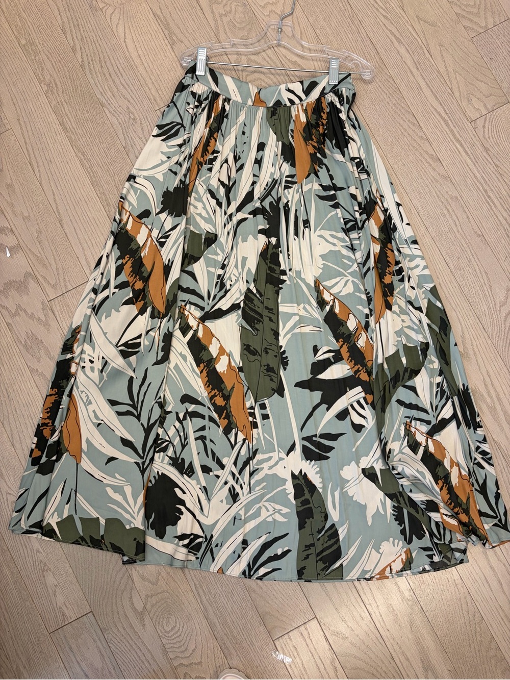 Floral Leaf Print Maxi Skirt